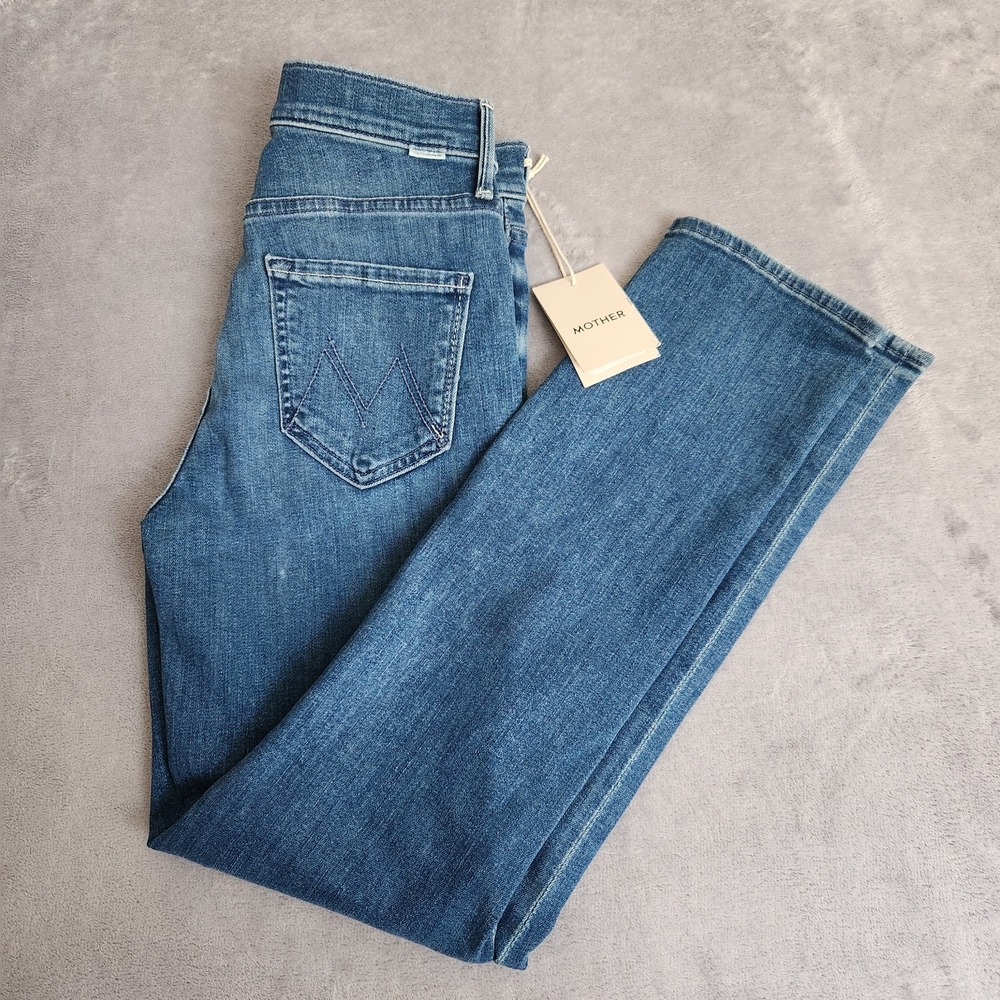 New MOTHER Dazzler Mid Rise Ankle Jeans Wish On a Star 25 Light Wash